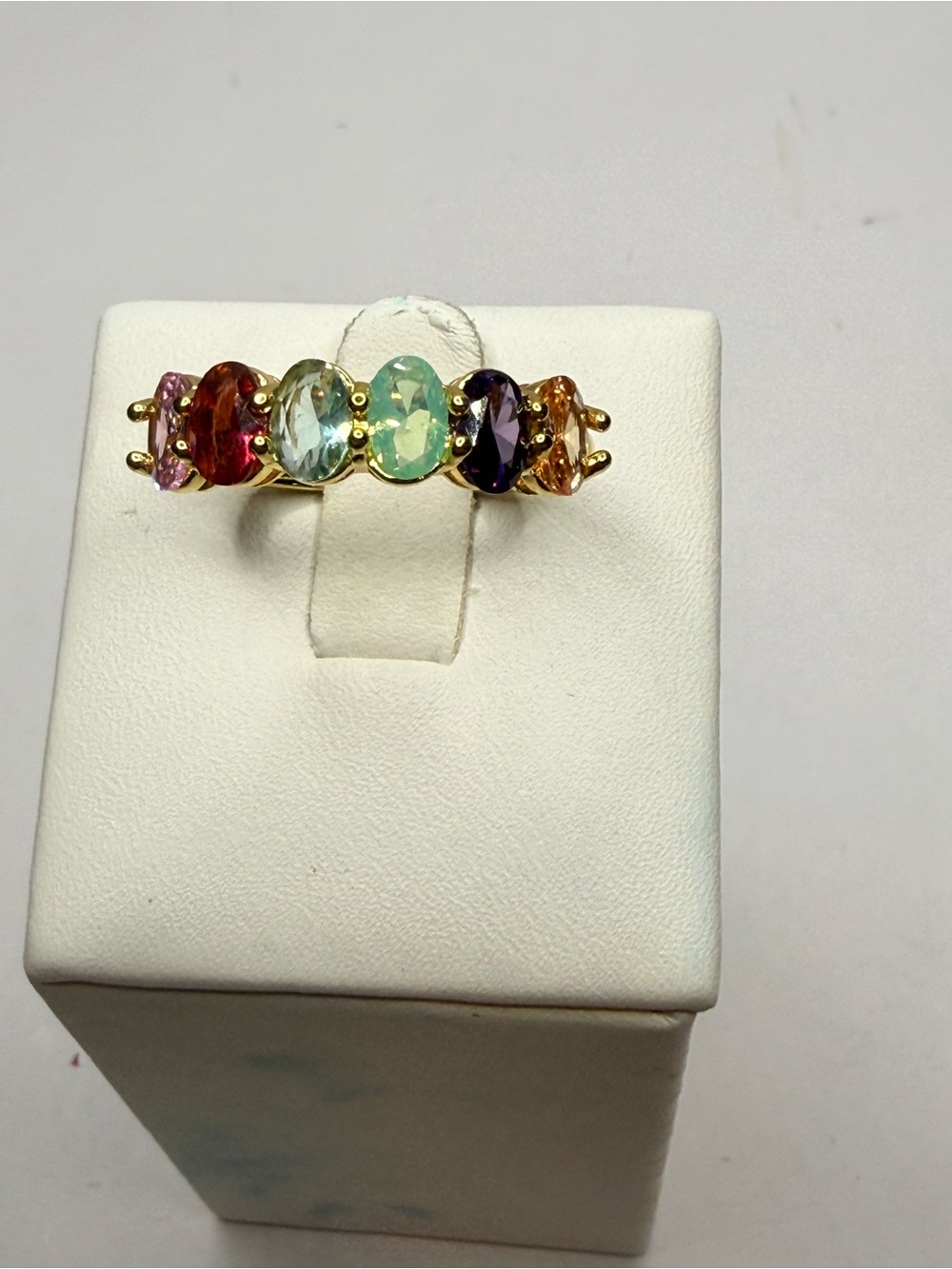 Charter Club Gold Tone Multi Color Gemstone Style Ring Size 10